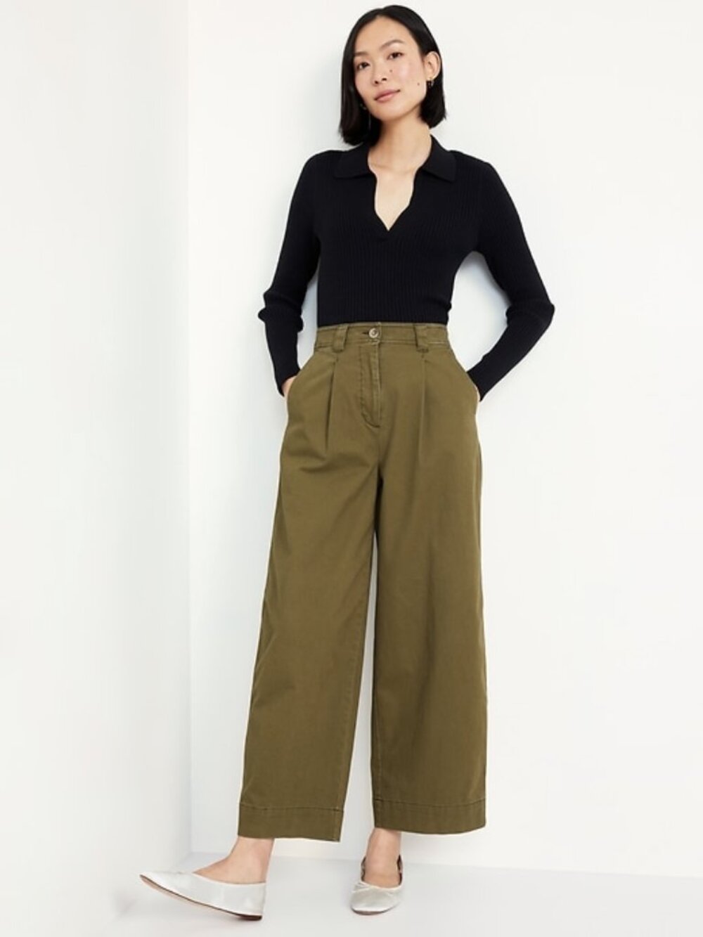 Old Navy Extra-High Waisted Wide Leg Pant Green Size 2